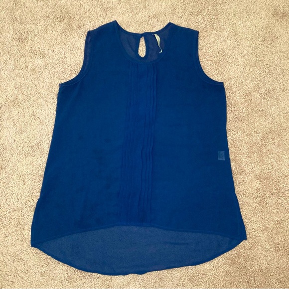 Paper Crane Women’s Semi Sheer Parachute Sleeveless Blouse Blue Top Medium Size - Picture 3 of 11